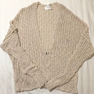 CREAM CROCHET CARDIGAN SWEATER